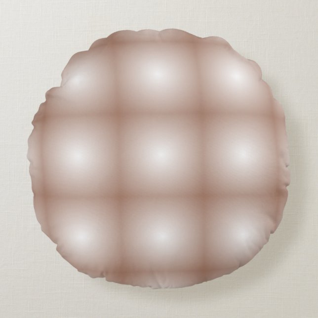 Geometric Squares with Mocha Mousse Gradient White Round Pillow (Front)