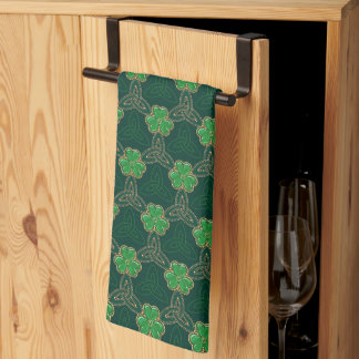 Geometric St Patricks day Celtic Triskele Shamrock Kitchen Towel