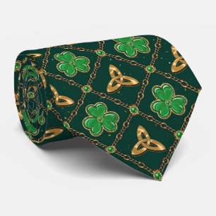Geometric St Patricks day Celtic Triskele Shamrock Tie