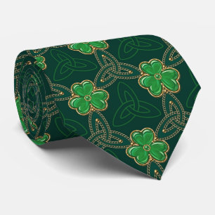 Geometric St Patricks day Celtic Triskele Shamrock Tie