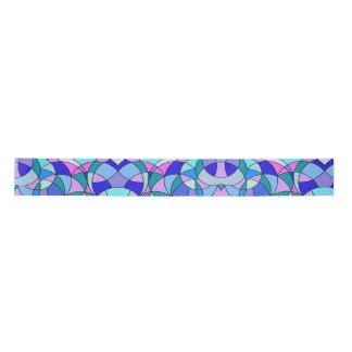 Geometric Stained Glass Blue Satin Ribbon