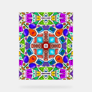Geometric Stained Glass Hand Drawn Acrylic Sign