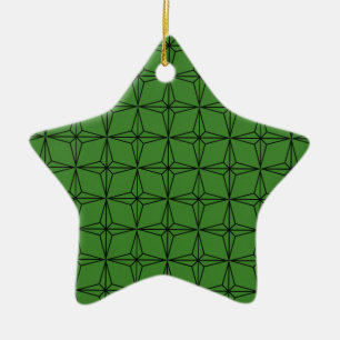 Geometric Star Christmas Ornament, Dark Green Ceramic Ornament