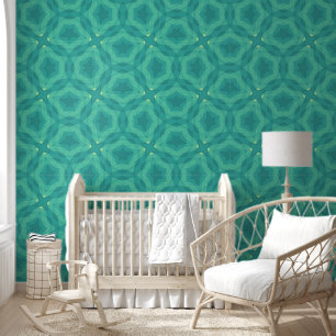 Geometric Star Seamless Pattern in Aqua Tones Wallpaper