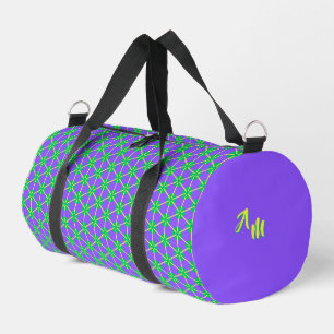 Geometric Starburst in Purple, Green and Yellow Duffle Bag