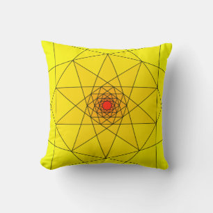 Geometric Starburst - Yellow & Red Design Throw Pillow