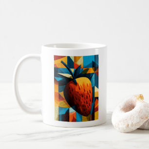 Geometric Strawberry Abstract Retro Coffee Mug 