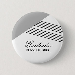 Geometric Stripe Gray Graduation Button