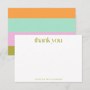 Geometric Stripe Green Pastel Custom Bridal Shower Thank You Card