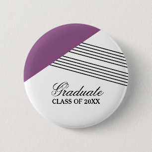 Geometric Stripe Purple Graduation Button