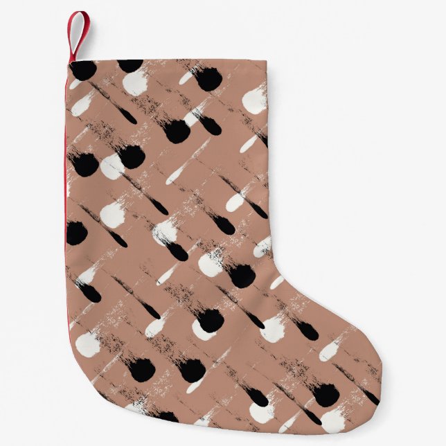 Geometric Stripes Brown Seamless Pattern Small Christmas Stocking (Front)