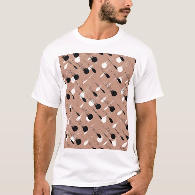 Geometric Stripes Brown Seamless Pattern T-Shirt (Front)