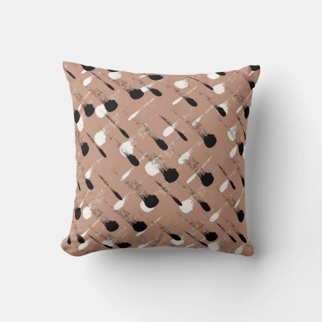 Geometric Stripes Brown Seamless Pattern Throw Pillow (Front)