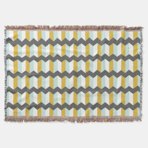 Geometric Stripes Chevron Mint And Yellow Pattern Throw Blanket
