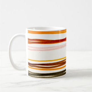 Geometric stripes, orange watercolor illustration coffee mug
