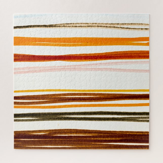 Geometric stripes, orange watercolor illustration jigsaw puzzle (Vertical)