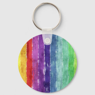 Geometric Stripes Watercolor Keychain