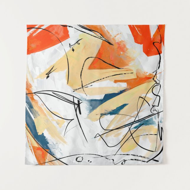 Geometric strokes abstraction. Abstract painting,  Tapestry (Front)