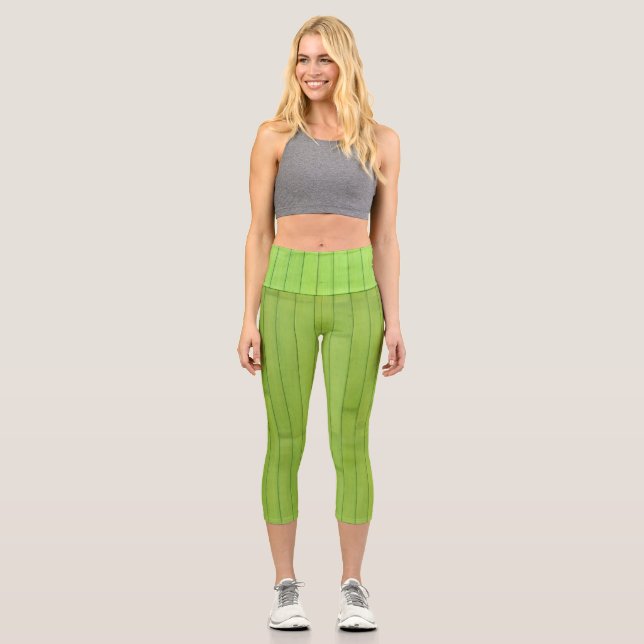 Geometric Structure of Green Shades Capri Leggings (Front)