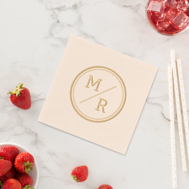 Geometric style Foil Stamped Napkins. Foil Napkins (Insitu (Strawberry))