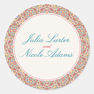 Geometric Style Sparkles Copper Metallic Wedding Classic Round Sticker