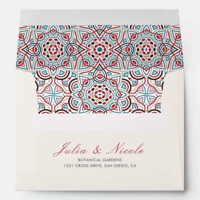 Geometric Style Sparkles Copper Metallic Wedding Envelope (Back (Bottom))