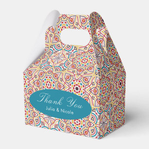 Geometric Style Sparkles Copper Metallic Wedding Favor Box