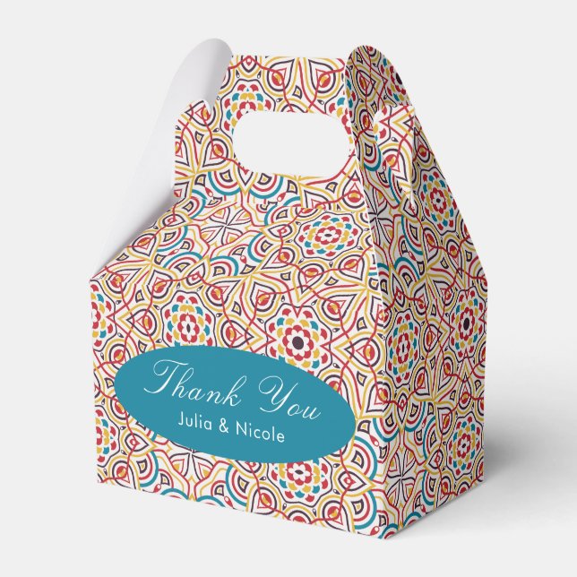 Geometric Style Sparkles Copper Metallic Wedding Favor Box (Front Side)