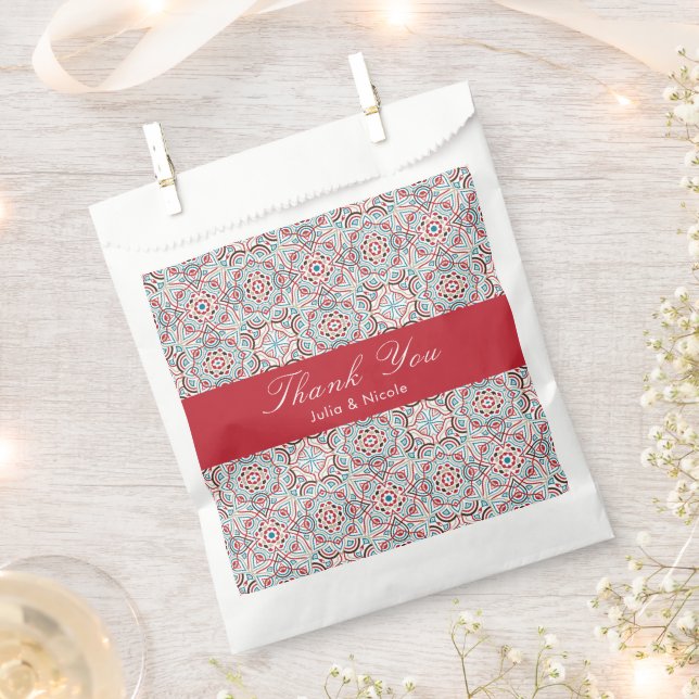 Geometric Style Sparkles Copper Metallic Wedding Favour Bag (Clipped)