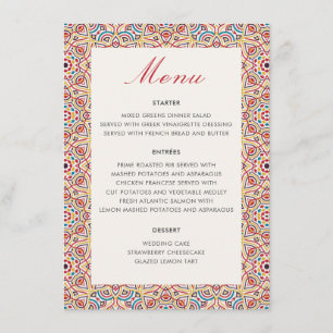 Geometric Style Sparkles Copper Metallic Wedding Menu