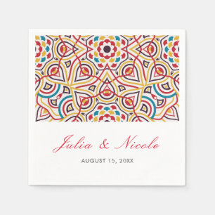 Geometric Style Sparkles Copper Metallic Wedding Napkin