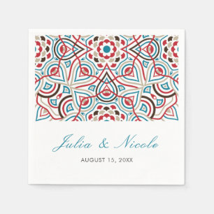Geometric Style Sparkles Copper Metallic Wedding Napkin