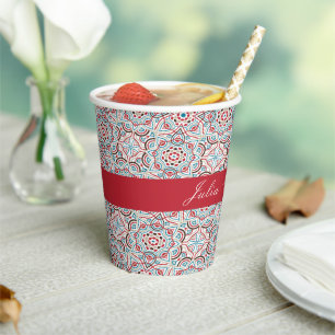 Geometric Style Sparkles Copper Metallic Wedding Paper Cups