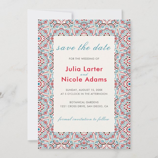 Geometric Style Sparkles Copper Metallic Wedding Save The Date (Front)