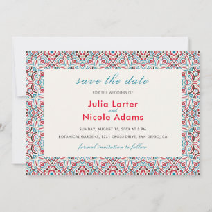 Geometric Style Sparkles Copper Metallic Wedding Save The Date
