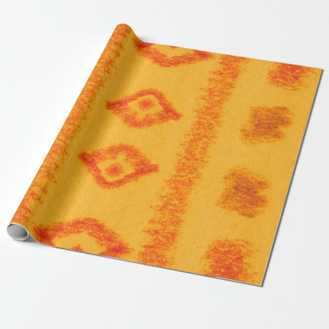 Geometric Stylish Blue and Green Ethinc Pattern De Wrapping Paper (Unrolled)