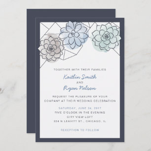 Geometric Succulent Wedding Invitation