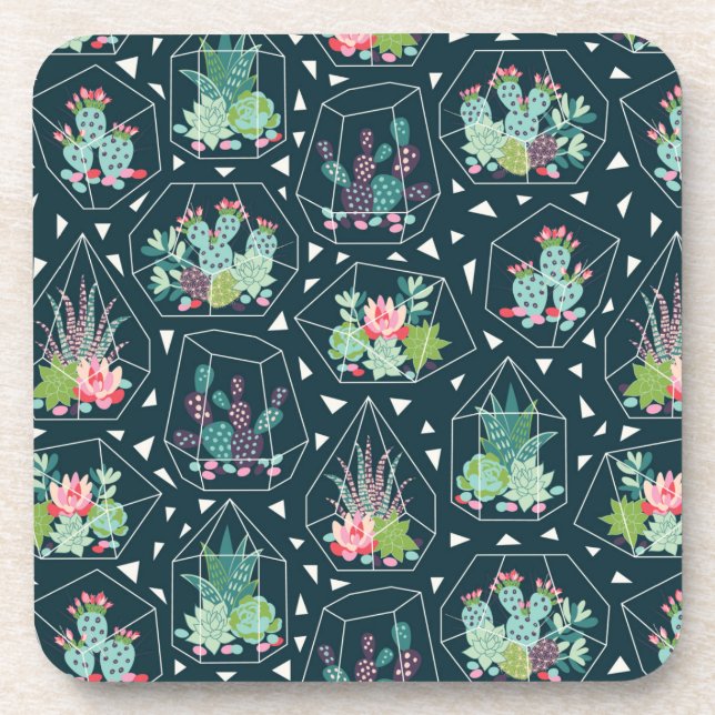 Geometric Succulents Pattern Coaster (Front)