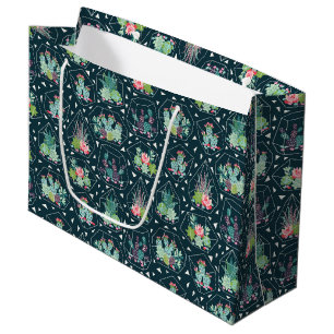 Geometric Succulents Pattern Large Gift Bag