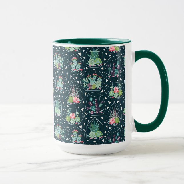 Geometric Succulents Pattern Mug (Right)