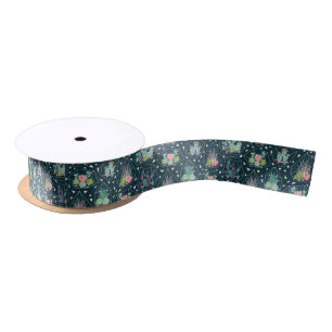 Geometric Succulents Pattern Satin Ribbon