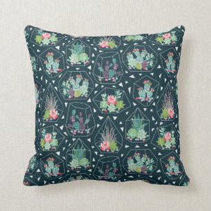 Geometric Succulents Pattern Throw Pillow