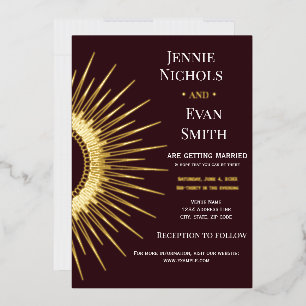 Geometric Sun Modern   Plum Background Wedding 