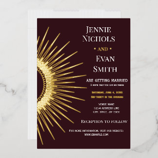 Geometric Sun Modern | Plum Background Wedding 