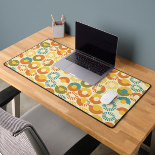 Geometric Sunburst Circles - Retro Mid-Century  Desk Mat