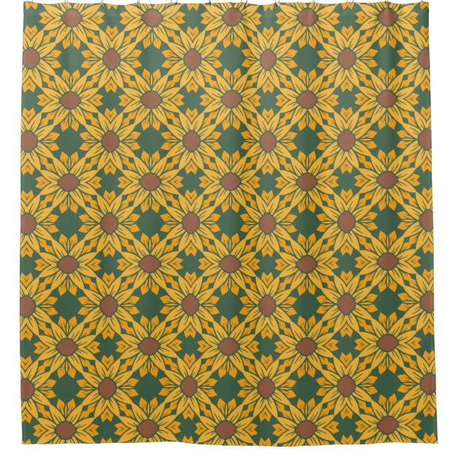 Geometric Sunflower Patterns on Dark Green  (Front)