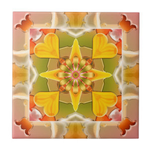 Geometric Sunny Floral Heart Tile