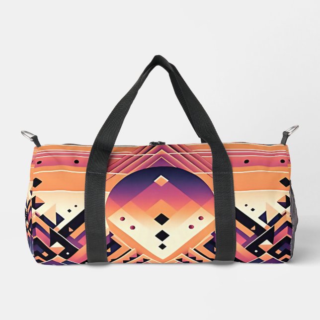 Geometric Sunset – Bold Symmetry  Duffle Bag (Front)