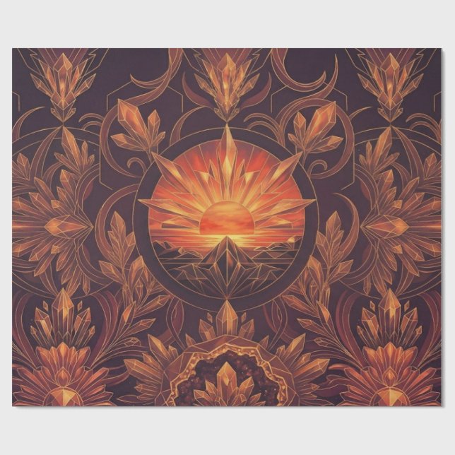 Geometric Sunset Pattern 2024 Wrapping Paper (Flat)