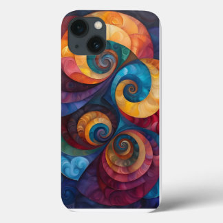 Geometric Swirls Digital Art Design iPhone 13 Case
